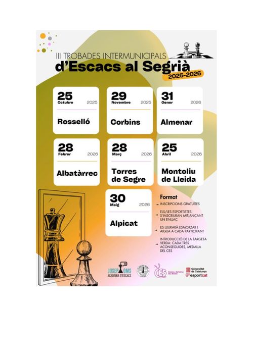 III TROBADES INTERMUNICIPALS D'ESCACS AL SEGRIÀ 2025-2026
